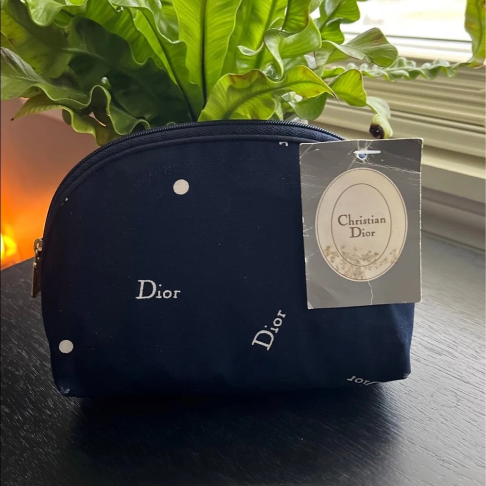 RARE NWT Navy Blue Vintage Christian Dior Makeup Pouch in Pristine Condition